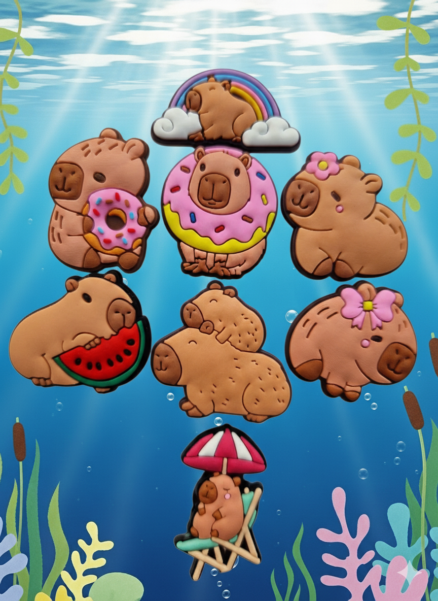 Adorable Capybara Set (SET2) Charms Collection - 8pcs