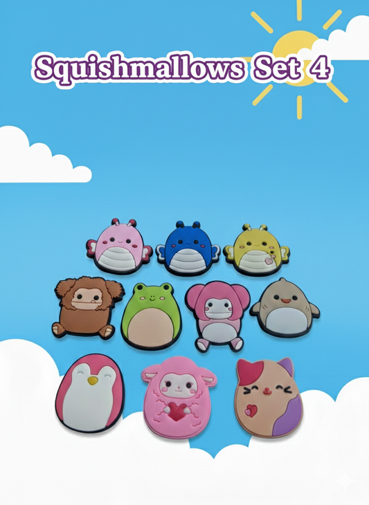 Squishmallow (SET4) Squishy Animal Charms - 10 Piece Kawaii Collection