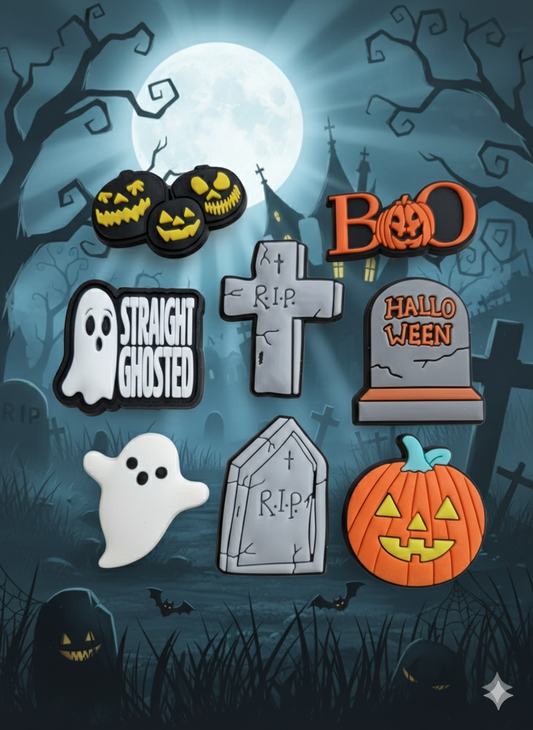 Set Of Spooky Halloween Croc Charms - 8pcs