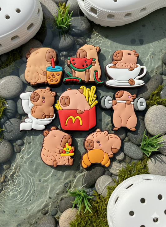 Cute Capybara (SET1) Croc Charms Collection-8 Piece Set
