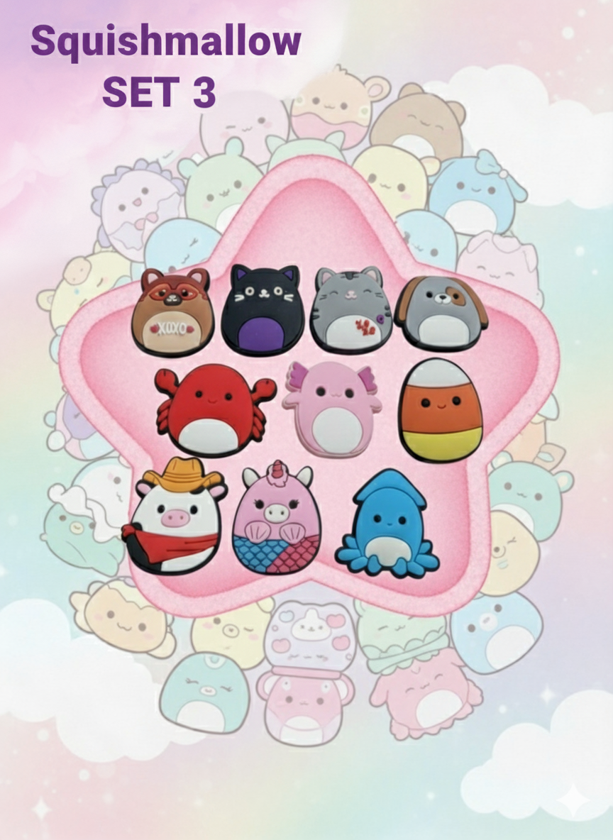 Squishmallow (SET3) Squishy Animal Charms - 10pcs Kawaii Collection